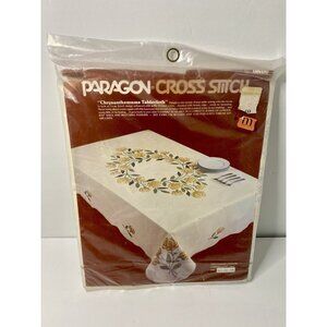 Paragon Cross Stitch Chrysanthemums Tablecloth 59"x106" Oblong Package Damage‎
